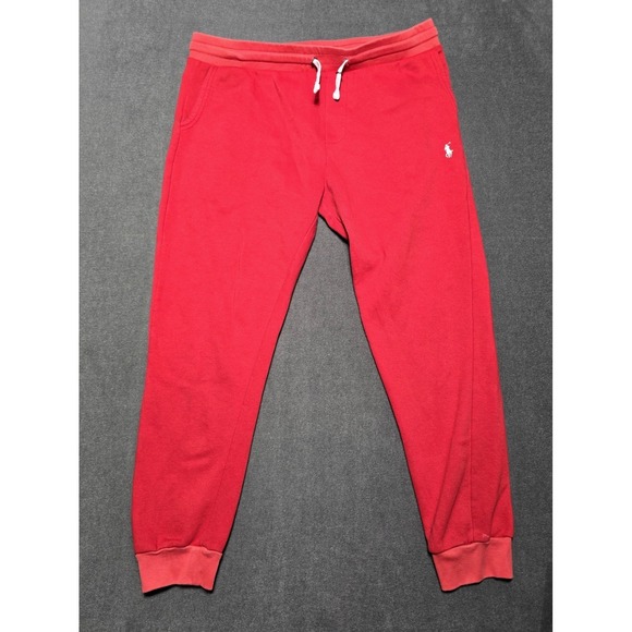 Polo Ralph Lauren Men's Red Fleece Jogger Sweatpants Lounge Pants - Picture 1 of 11